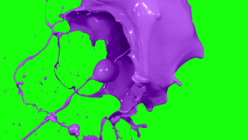 Paint Splashing  Purple Color Slow Motion,isolated on Green Screen Background 4K, Video Element for Compositing - Powered by Shutterstock - Get 15% off with code: PIKWIZARD15