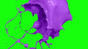 Paint Splashing  Purple Color Slow Motion,isolated on Green Screen Background 4K, Video Element for Compositing - Powered by Shutterstock - Get 15% off with code: PIKWIZARD15