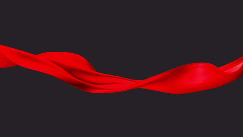Red ribbon waving alpha background 4k 