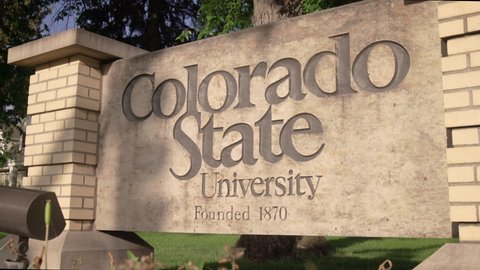 Fort Collins, Colorado - June 8, 2021: Colorado State University (CSU) entrance sign