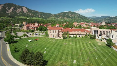 Boulder, CO - June 10, 2021: University of Colorado, CU Boulder lacrosse practice field