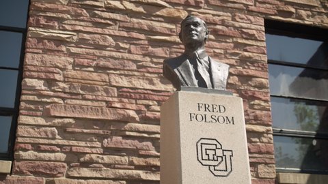 Boulder, CO - June 10, 2021: University of Colorado, CU Boulder Fred Folsom Bust