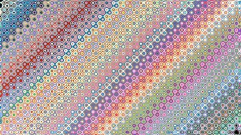 Abstract multicolor striped surface background with undulating parallel lines and circles. Curvy diagonal pattern blinking, pulsating, changing colors of waves and round spots. 4K UHD 4096x2304