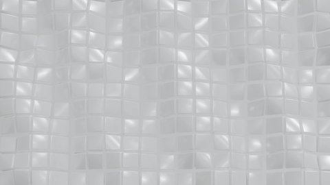 3D animation of white abstract background motion graphic design. 4k video 3d rendering for blank space, backdrop (3840x2160). Digital square pattern. Building interior modern architectural.
