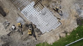 aerial photography over construction site. video surveillance or industrial inspection