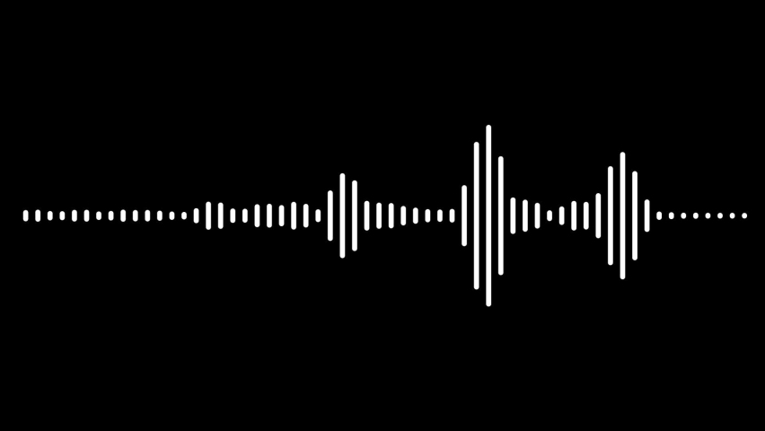 Minimalist Sound Level Interface For Musical Entertainment Video. Stereo Waveform Rhythmic Pulsating To The Beat And Melody, White Audio Recording Studio Digital Graph On Black Background | Shutterstock HD Video #1074730451