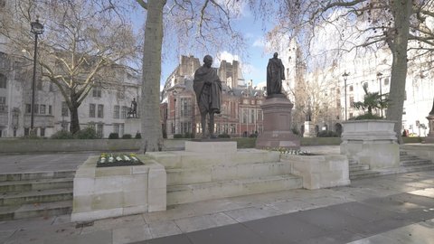 London , United Kingdom (UK) - 01 02 2021: Statue of Mahatma Gandhi, Parliament Square, London