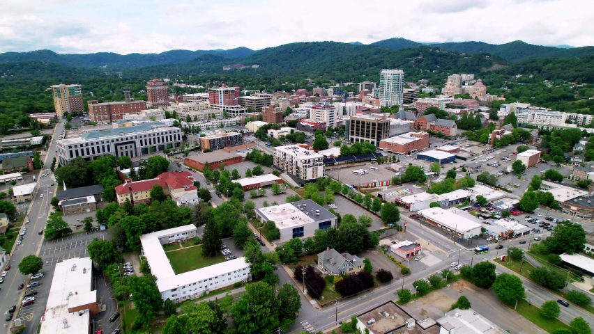 Asheville NC Skyline Aerial, Asheville North Carolina Skyline Aerial in 4k
