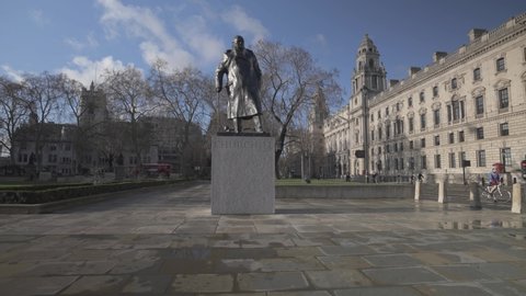 London , United Kingdom (UK) - 01 02 2021: Statue of Winston Churchill, Parliament Square, London