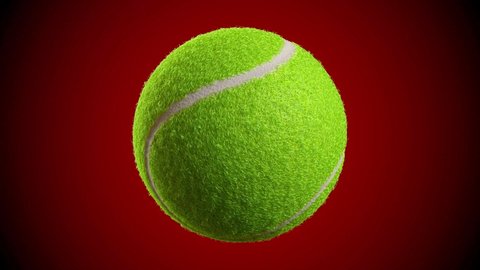Tennis ball rolling looping video with no logo or text. Isolated on red background. Tennis ball rolling with alpha channel 3d 4K