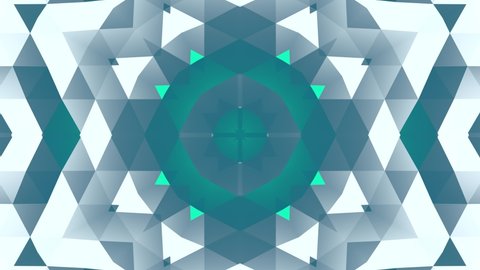 Abstract white and turquoise kaleidoscope motion background loop
