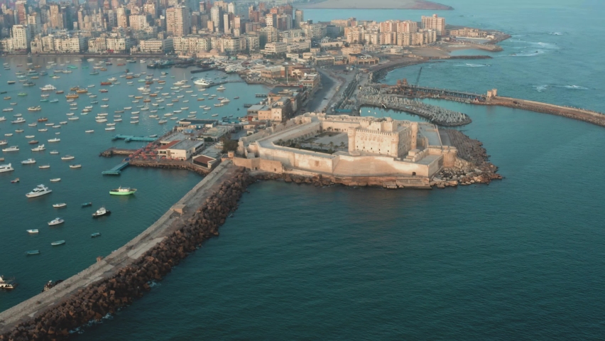 Drone footage of Qaitbay Citadel,Bey Citadel in Alexandria