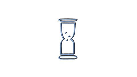 Hourglass icon drawn by hand with a pencil in one line. Outline icon. freehand pencil sketch. White background. High quality 4k footage
