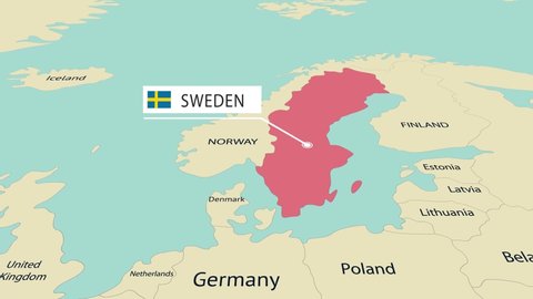 Animated map of Sweden with borders and map