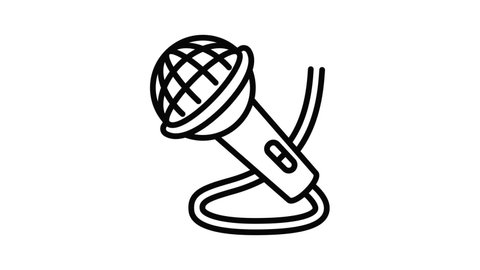 Music microphone icon animation outline best object on white background
