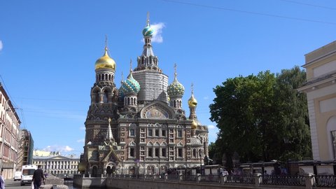 Cathedral of the Resurrection of Christ on the Blood, or the Church of the Savior on the Blood. Russia, Saint Petersburg June 2021