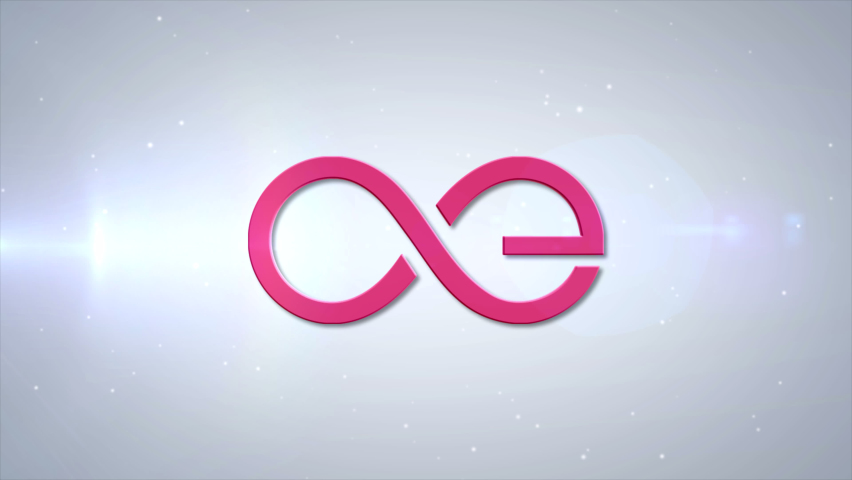 Aeternity AE Cryptocurrency Logo Coin 3d Animation Motion Graphics Reveal on White Background with Glowing Light Shining Digital Bitcoin Blockchain Virtual Crypto Currency Altcoin Symbol ProRes 4K