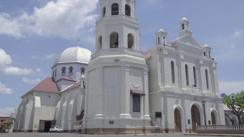 A Basilica Church proud standing in the valley of Batangas, Philippines, in the A drone view.