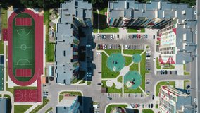 Small town aerial view. 4k stock footage.