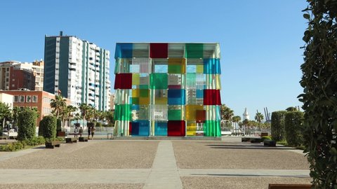 Malaga, Spain; 06 21 2021; Pompidou center in Malaga city. Famous landmark in Malaga