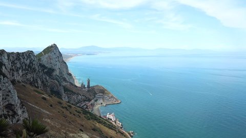 4k landscape video from the top of gibraltar rock. Gibraltar is a overseas british territory.