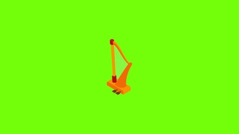Harp icon animation cartoon object on green screen background