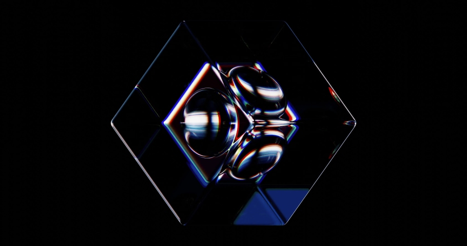 3D abstract loop animation with metamorphoses of geometric shapes on a black background. The glass ball turns into a glass cube. Infinite animation. Satisfying calm video with shape morphing. | Shutterstock HD Video #1074866498