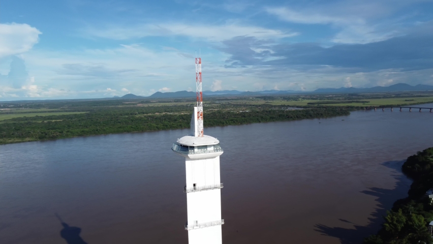 Aerial view of Parque do Rio Branco in Boa Vista, Roraima. Northern Brazil. 4K.