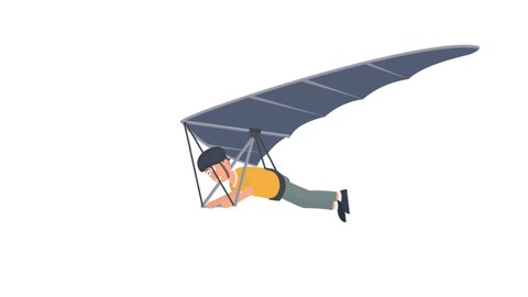 Hang glider. Animation of a paragliding flight, the alpha channel is turned on. Cartoon