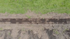 The pipeline ditch aerial drone view