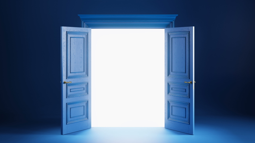 Double doors open. Animation with luma matte, 4k Royalty-Free Stock Footage #1074918701