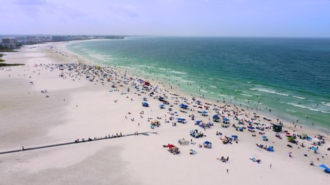 Aerial of Siesta Key public beach in Sarasota Florida