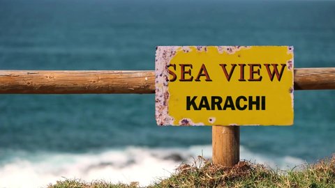 Sea View Karachi, Sign board. Karachi beach. Pakistani Beaches