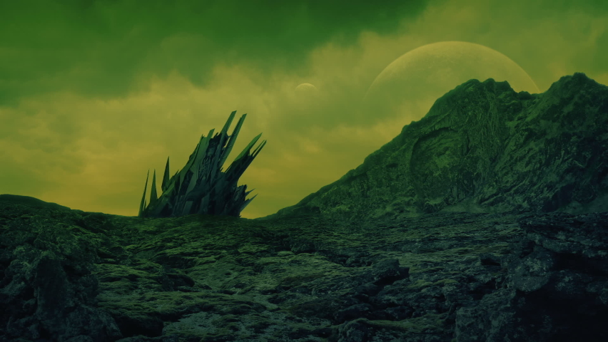 Alien Vessel In Green Planet Landscape