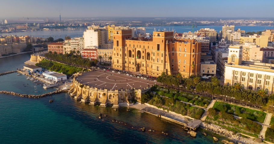 Aerial timelapse of Taranto city, Italy