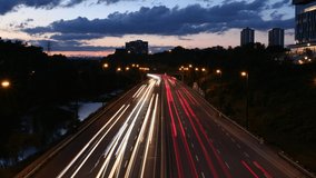 Highway Traffic at Night - Time Lapse