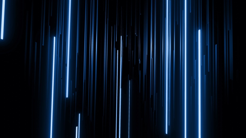 3d abstract simple geometric background with blue blocks like light bulbs flashing neon lights in 4k. Smooth looped animation. Creative simple motion design bg with 3d objects. VJ loop.