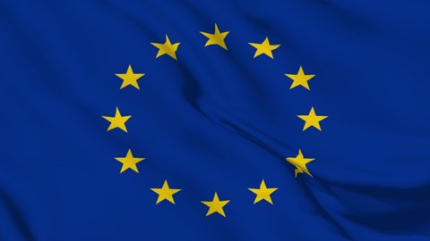 European Union 4K Waving Flag Background Loop Slow Motion Animation Video. 3D Rendering.