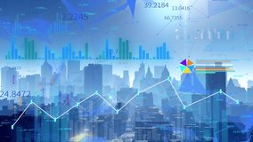 4k Big Data Digital City,flowing counters of numbers,Business digital Data,Stock Market,financial stock chart,Business tech Data trend hud Graph,Economic node line. - Powered by Shutterstock - Get 15% off with code: PIKWIZARD15