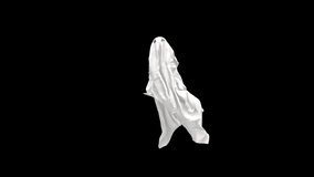 Halloween day. Ghost character bone dancing. 3d rendering, realistic CGI,3d mapping cartoon, Included in the end of the clip with Luma matte.
