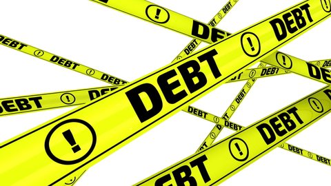 Debt Yellow Warning Tapes Motion Yellow Stock Footage Video (100%