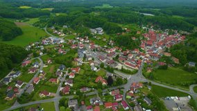 Aerial view of the village Betzenstein in Germany, Bavaria  on a sunny day in summer.