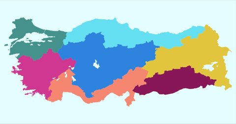 Turkey Map Regions Colorful Animation Stock Footage Video (100% Royalty ...