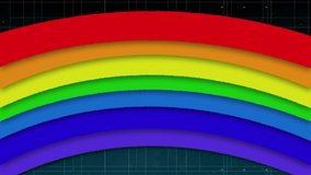 Animation of pride rainbow over data processing. global human rights movement, digital interface, technology and networking concept digitally generated video.