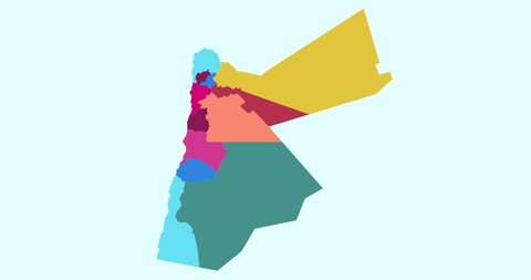 Jordan Map with regions Colorful animation