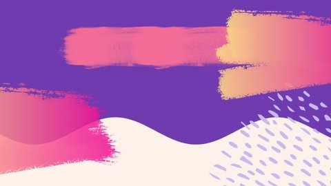 Animation of moving organic shapes and abstract elements in purple and sunset pinks and orange. movement, nature and energy concept, digitally generated video. Video Stok