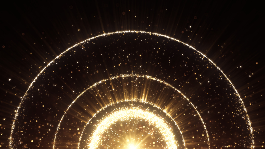 Beautiful luxury Gold light sparkling particles explosion. sphere ball with glitter sparkles for award event. Digital Art. Computer animation. Modern background. motion design. Loopable. LED. 4K Royalty-Free Stock Footage #1074975836