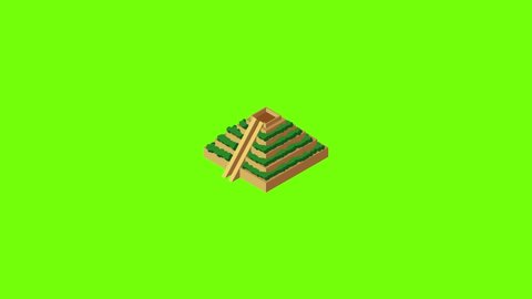 Mayan pyramid icon animation cartoon object on green screen background