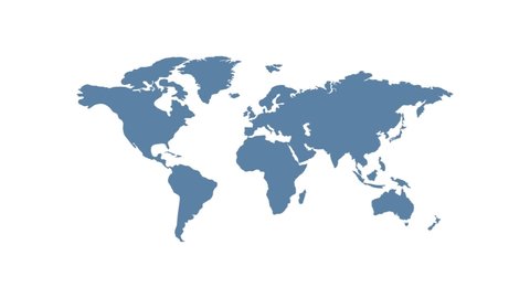 World map animation. Animation of connecting all countries into a whole world map with borders in the background with an alpha channel. Motion design.