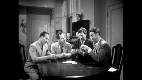 CIRCA 1940s - In this musical, a barbershop quartet sings while playing cards in a boarding house which annoys their landlord and another tenant.